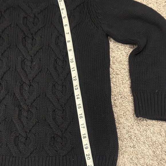 Talbots Black Crew Neck Cable Knit Sweater - Picture 5 of 7